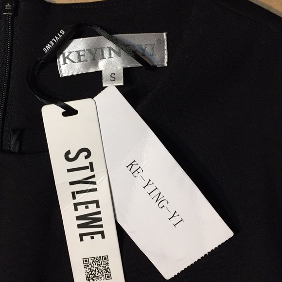 STYLEWE KE-YING-YI Stretch Black Ruffle Sleeves Pencil Midi Dress - Picture 2 of 11